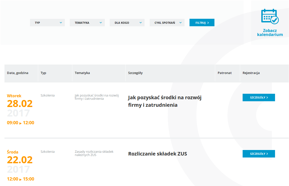 Kalendarz wydarzeń zintegrowany z Google